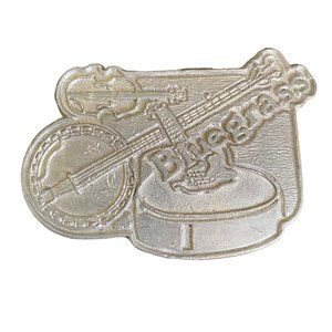 Bluegrass‎ Belt Buckle Vintage Music Banjo Fiddle Solid Pewter